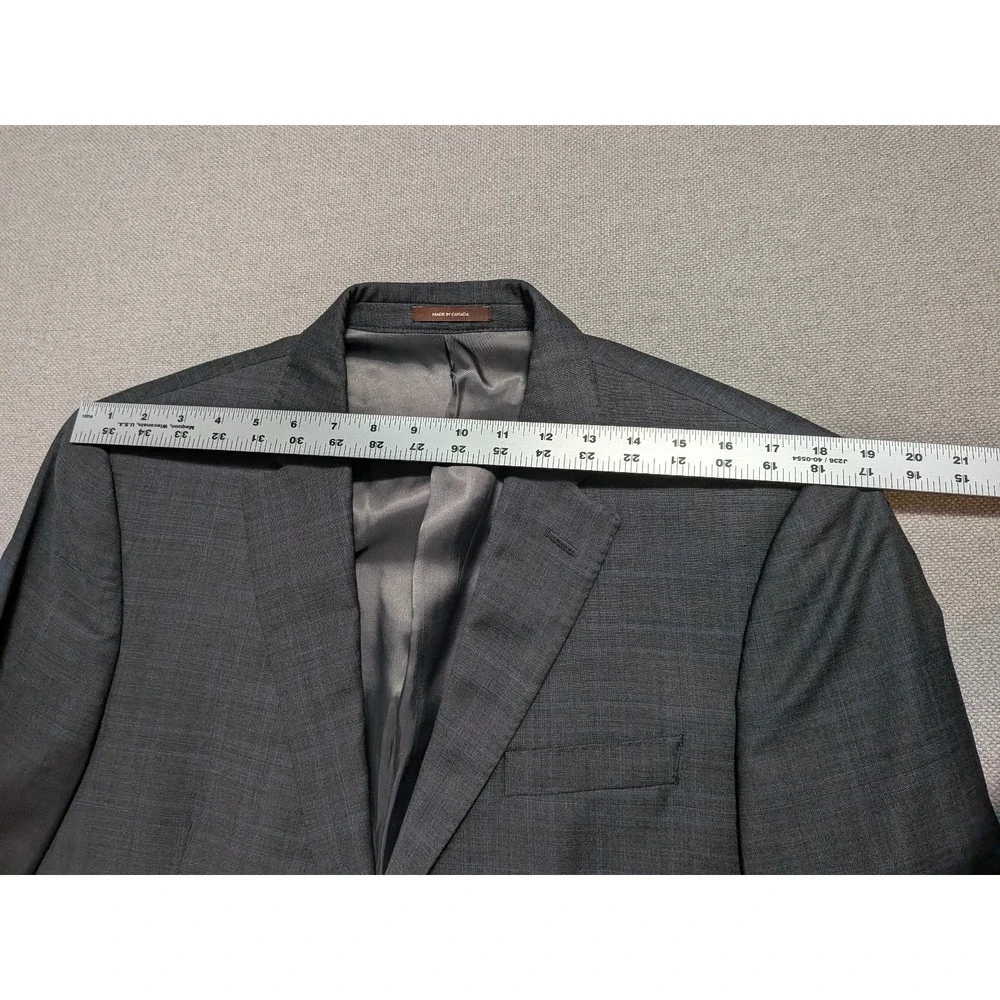 Peter Millar Men's Blazer 40R Gray Check Wool Crown Jacket Union Canada Made